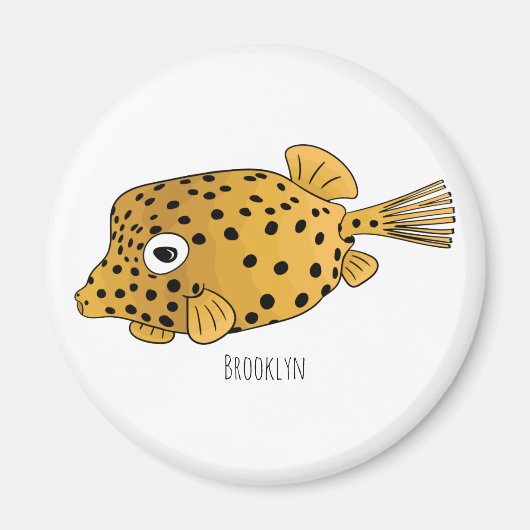Gele boxfish cartoon illustratie magneet (Voorkant)