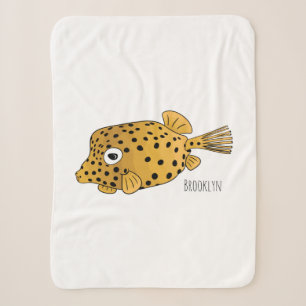 Gele boxfish cartoon illustratie sherpa deken