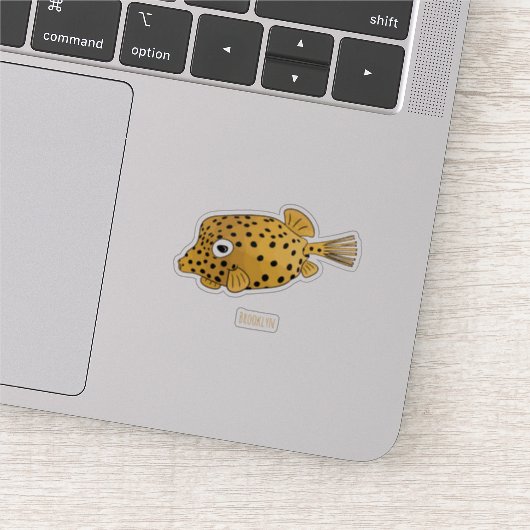 Gele boxfish cartoon illustratie sticker (Detail)