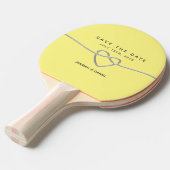 Gele bruiloft sparen de Datum Uitnodiging Tafeltennisbatje (Voorkant Gekanteld)