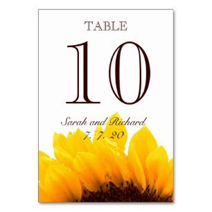 Gele bruine bruine zonnebloem-bruistafetafelkaart kaart