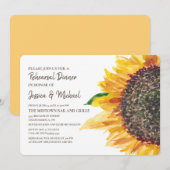 Gele bruine zonnebloem Boho White Rehearsal Kaart (Voorkant / Achterkant)