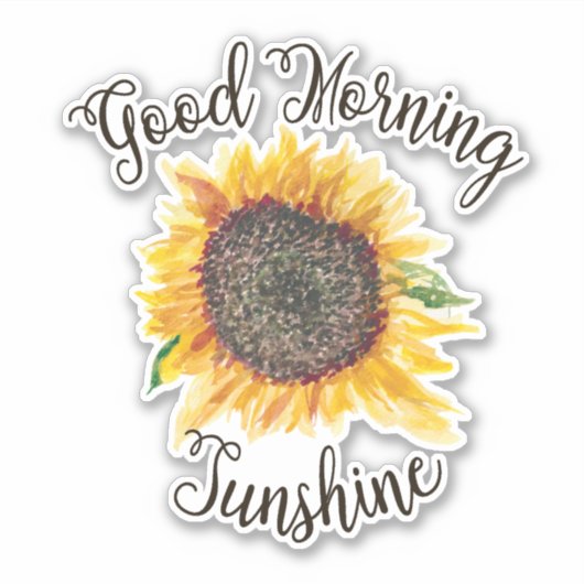 Gele bruine zonnebloem Goede ochtend Sunshine Sticker (Voorkant)