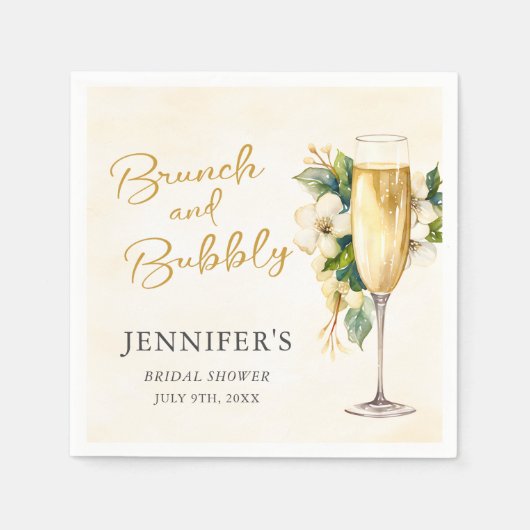 Gele brunch en bubbelig Vrijgezellenfeest Servet (Voorkant)