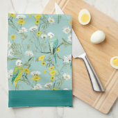 Gele Budgerigar keukenhanddoek (Quarter Fold)