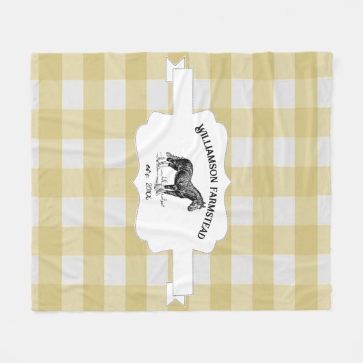 Gele Buffel Plaid Boerderij Paard Fleece Deken (Voorkant (Horizontaal))