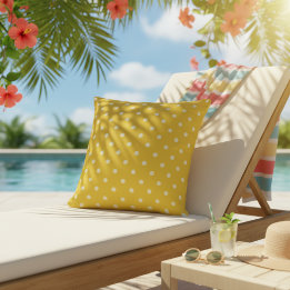 Gele Buitenkustkussens | Leuke Stippenprint Buitenkussen