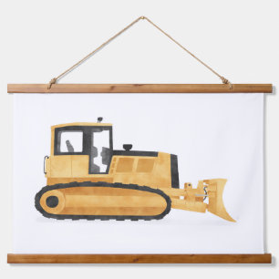 Gele Bulldozer Constructie Kinder Room Decor Hangend Wandkleed
