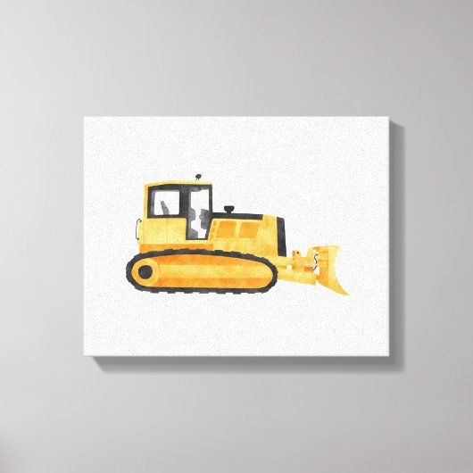 Gele Bulldozer Construction Vehicle Canvas Print (Voorkant)