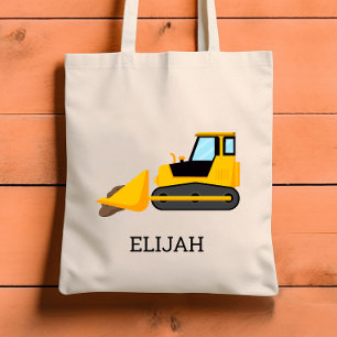 Gele Bulldozer Kinderen Gepersonaliseerde Bouw Tote Bag
