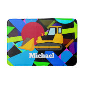 Gele Bulldozer, kleurrijke geometrische vormen, na Badmat (Voorkant)