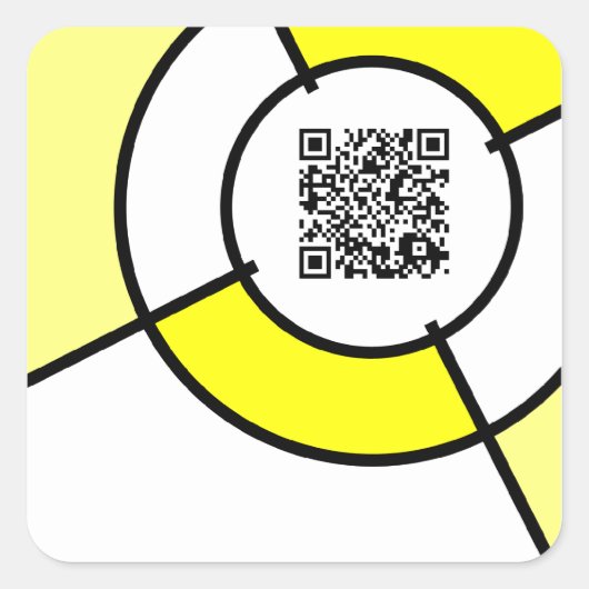 gele bulseye QR-code Vierkante Sticker (Voorkant)