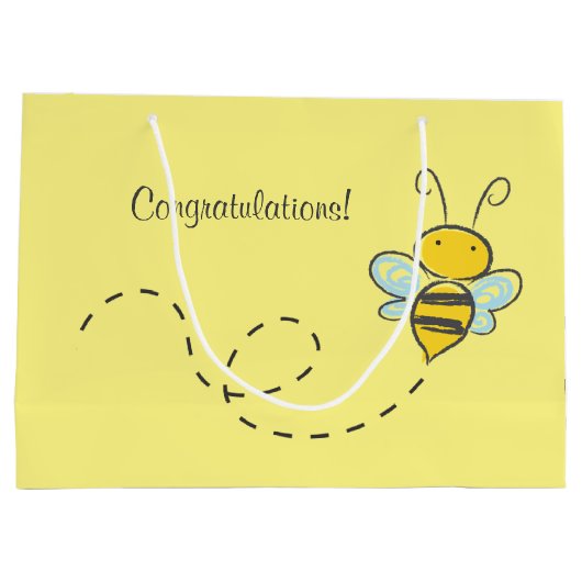 Gele bumble bee Aangepast Groot Cadeauzakje (Achterkant)