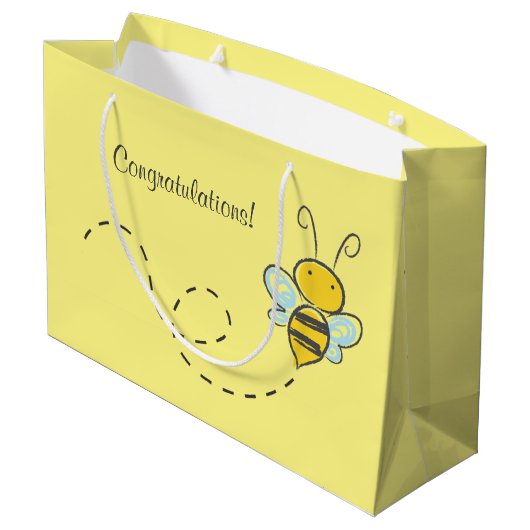 Gele bumble bee Aangepast Groot Cadeauzakje (Achterkant Gekanteld)