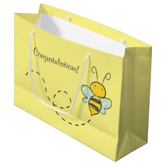 Gele bumble bee Aangepast Groot Cadeauzakje (Voorkant Gekanteld)
