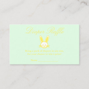 Gele Bunny Baby shower Diaper Raffle Informatiekaartje