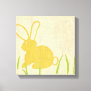 Gele Bunny en groene gras door Chariklia Zarris Canvas Afdruk