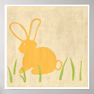 Gele Bunny en groene gras door Chariklia Zarris Poster