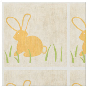 Gele Bunny en groene gras door Chariklia Zarris Stof