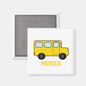 Gele bus - aangepaste naam magneet (Voorkant / Achterkant)