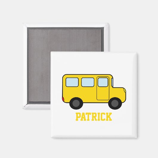 Gele bus - aangepaste naam magneet (Voorkant / Achterkant)