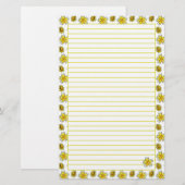 Gele Buttercup Waterverf Painted Flowers Lined Briefpapier (Voorkant / Achterkant)