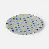 Gele Buttercups en Blue Iris Dot Papieren Bordje (Gekanteld)