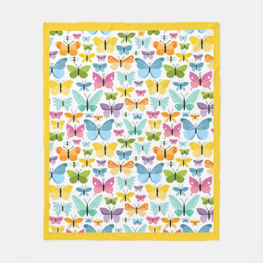 Gele Butterflies Fleece Blanket (Voorkant)