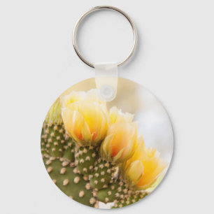 Gele cactus bloeien in Arizona Sleutelhanger