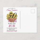 Gele Cactus Bloem 50 en Fabulous Save The Date Aankondigingskaart (Achterkant)