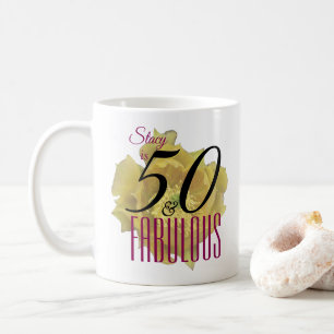 Gele Cactus Bloem 50 en Fabulous Verjaardag Koffiemok