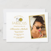 Gele Cactus Bloem Zwart & Goud 50 & Fabulous Kaart (Voorkant)