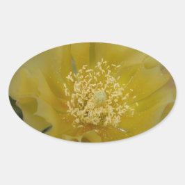 Gele Cactus In Bloei Ovale Sticker