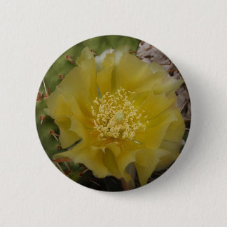 Gele Cactus In Bloei Ronde Button 5,7 Cm