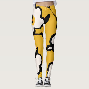 Gele Camellia, schetsmatig bloemig . Leggings