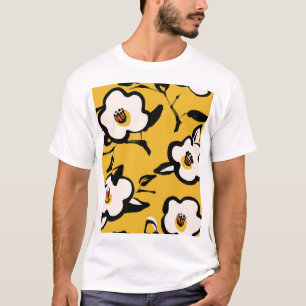 Gele Camellia, schetsmatig bloemig . T-shirt
