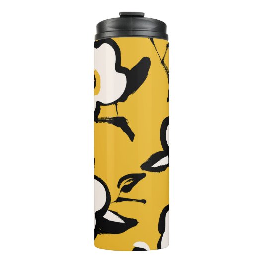 Gele Camellia, schetsmatig bloemig . Thermosbeker (Voorkant)