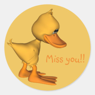 Gele Cartoon Eend Ronde Sticker