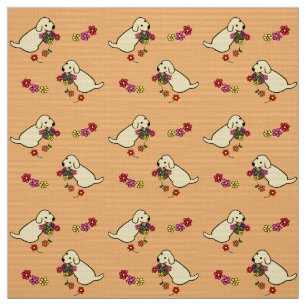 Gele Cartoon met lak, puppy Flower Basket Stof