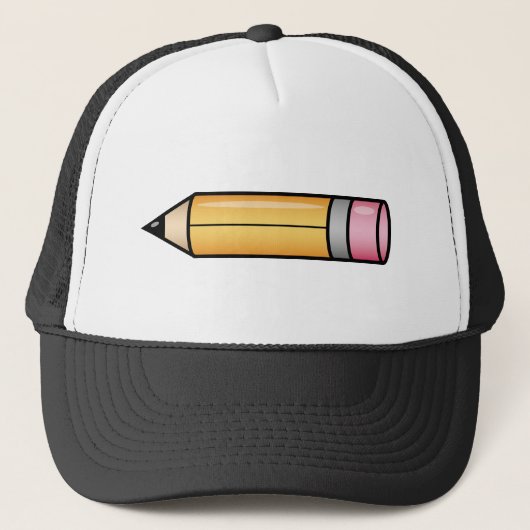 Gele Cartoon Potlood Trucker Pet (Voorkant)
