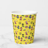 Gele Cartoon Superhero Comic Pattern Paper Cup Papieren Bekers (Achterkant)