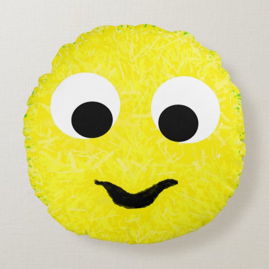 gele caterstijl Blg de vlinder, bedtijd Rond Kussen (Voorkant)