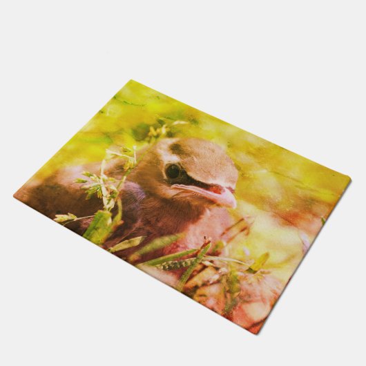 Gele cedar Waxing Fledgling Bird Abstract Deurmat (Schuin)
