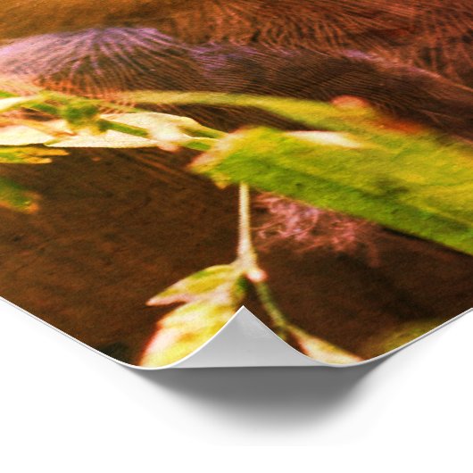 Gele cedar Waxing Fledgling Bird Abstract Poster (Hoek)