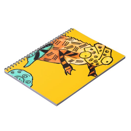 Gele chameleon reptile art doedle illustratie notitieboek (Linkerzijde)