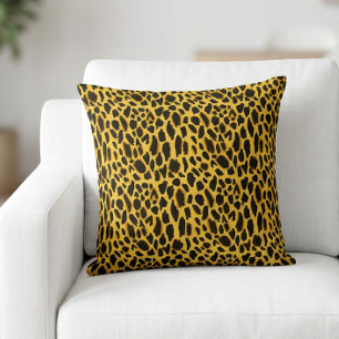Gele cheeta print met zwarte stippen worp kussen