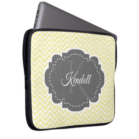 Gele Chevron Aangepaste laptophoes Laptop Sleeve (Voorkant Rechts)