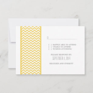 Gele Chevron Border RSVP Card Kaartje