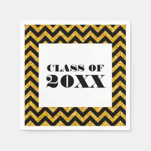 Gele Chevron Glitter Afstuderen Paper Napkins Servetten