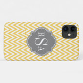Gele Chevron Gray Monogram Initiaal Letters Case-Mate iPhone Case (Achterkant (horizontaal))